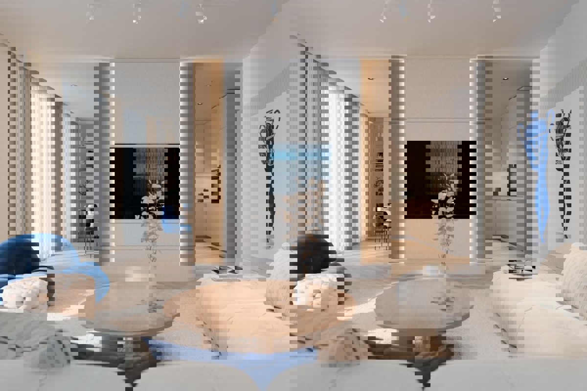 Appartamento con due camere da letto e loggia vicino al mare