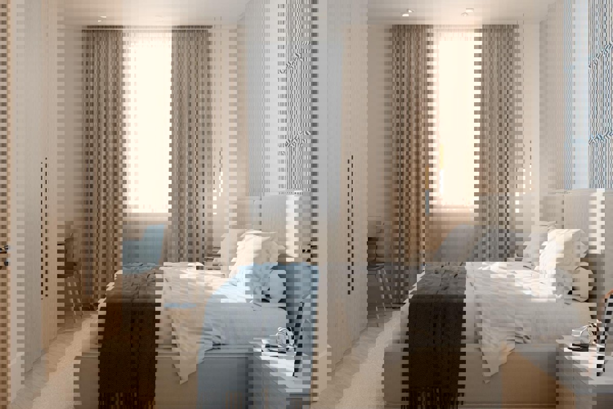 Appartamento con due camere da letto e loggia vicino al mare