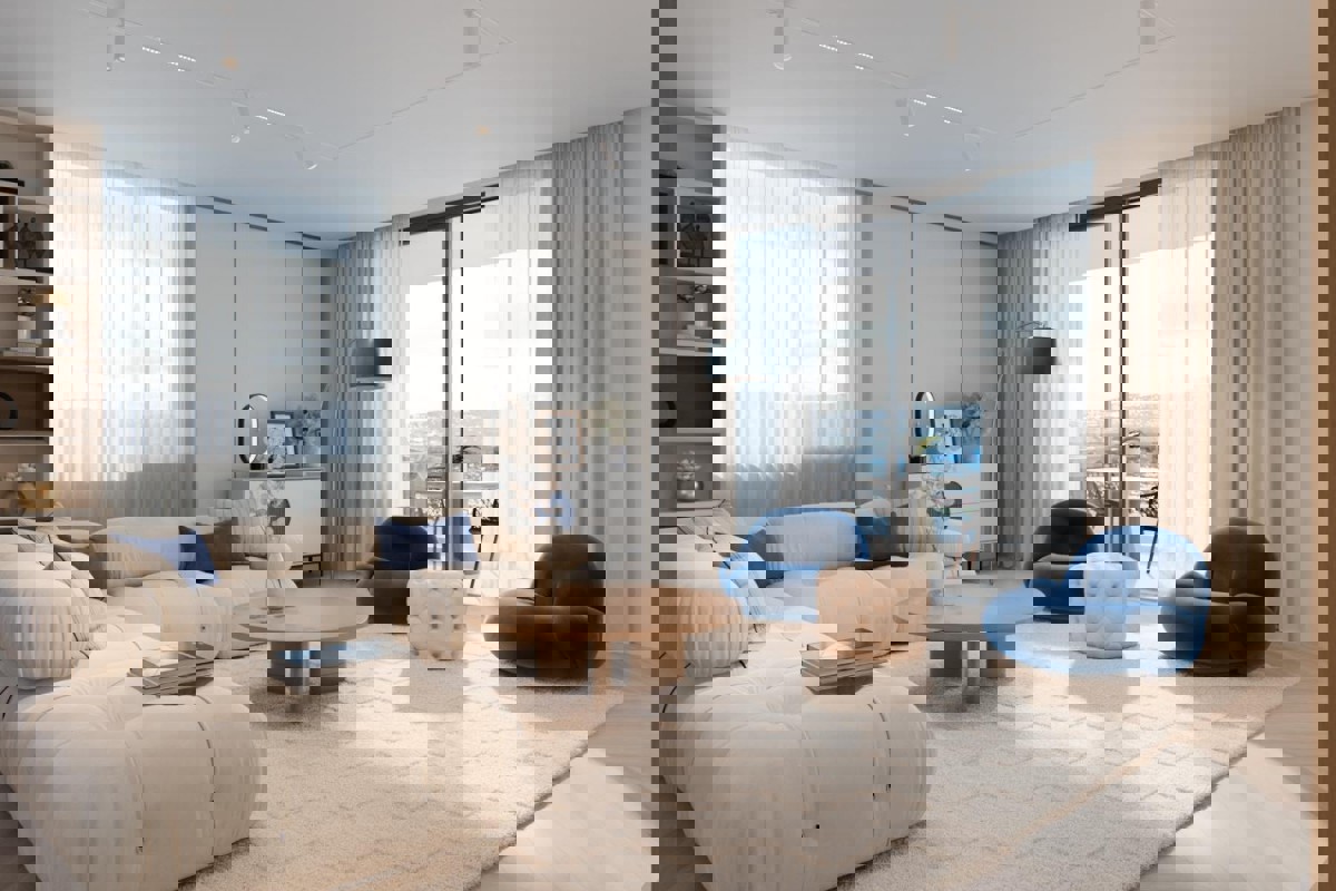 Appartamento con due camere da letto e loggia vicino al mare