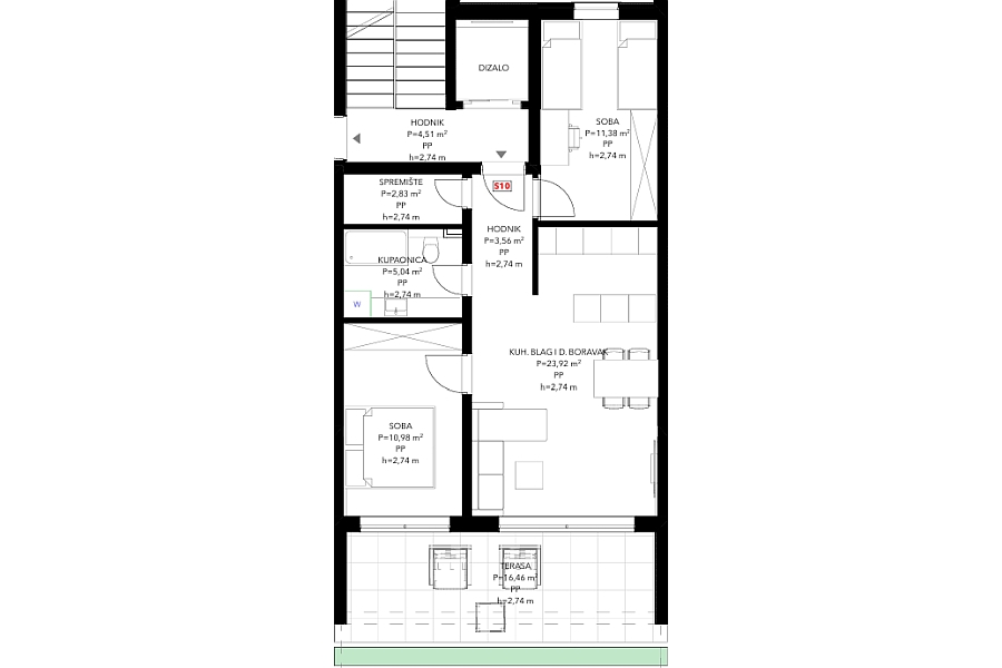 Moderno appartamento con due camere da letto in ottima posizione