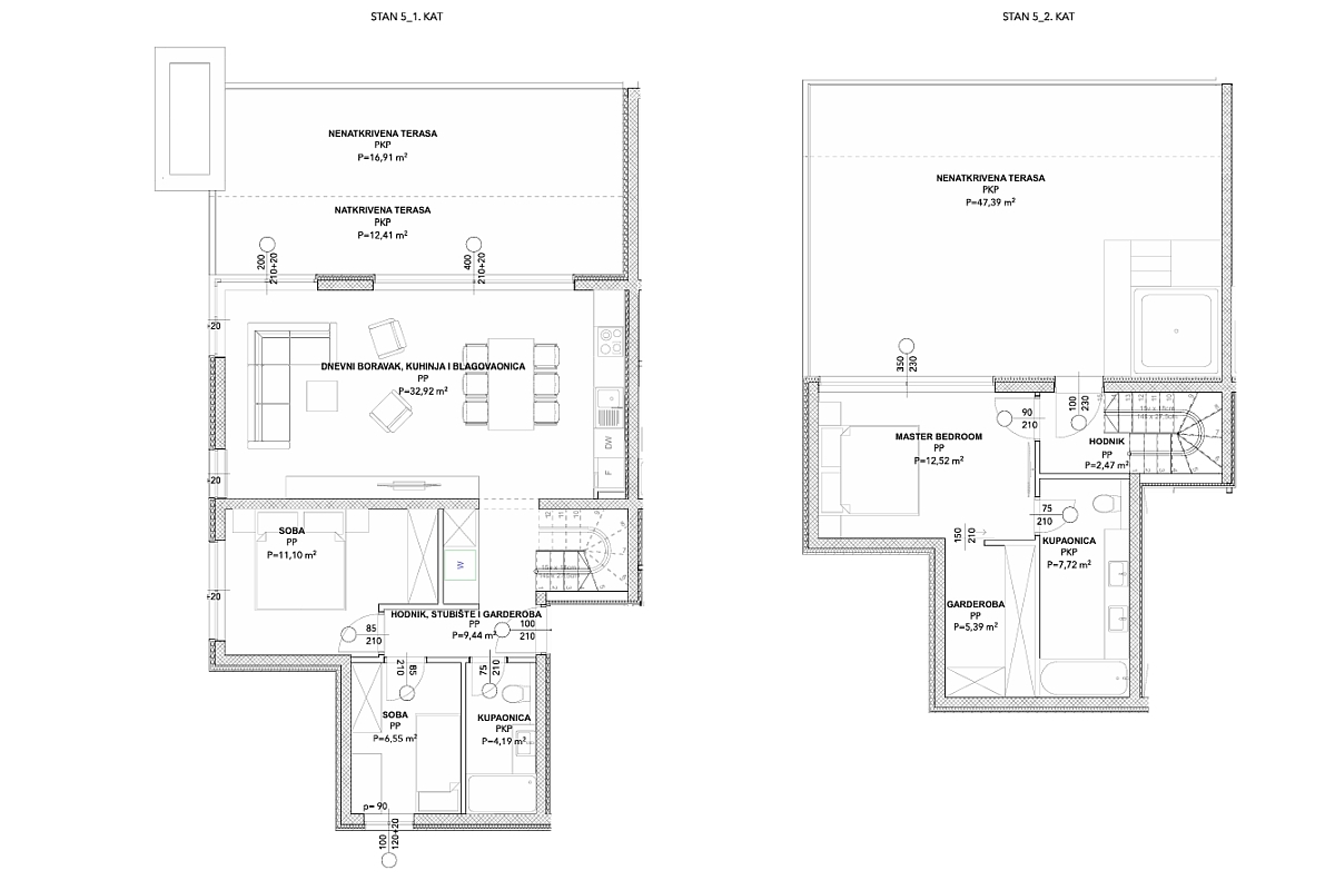 Attico su due piani con vista mare aperta