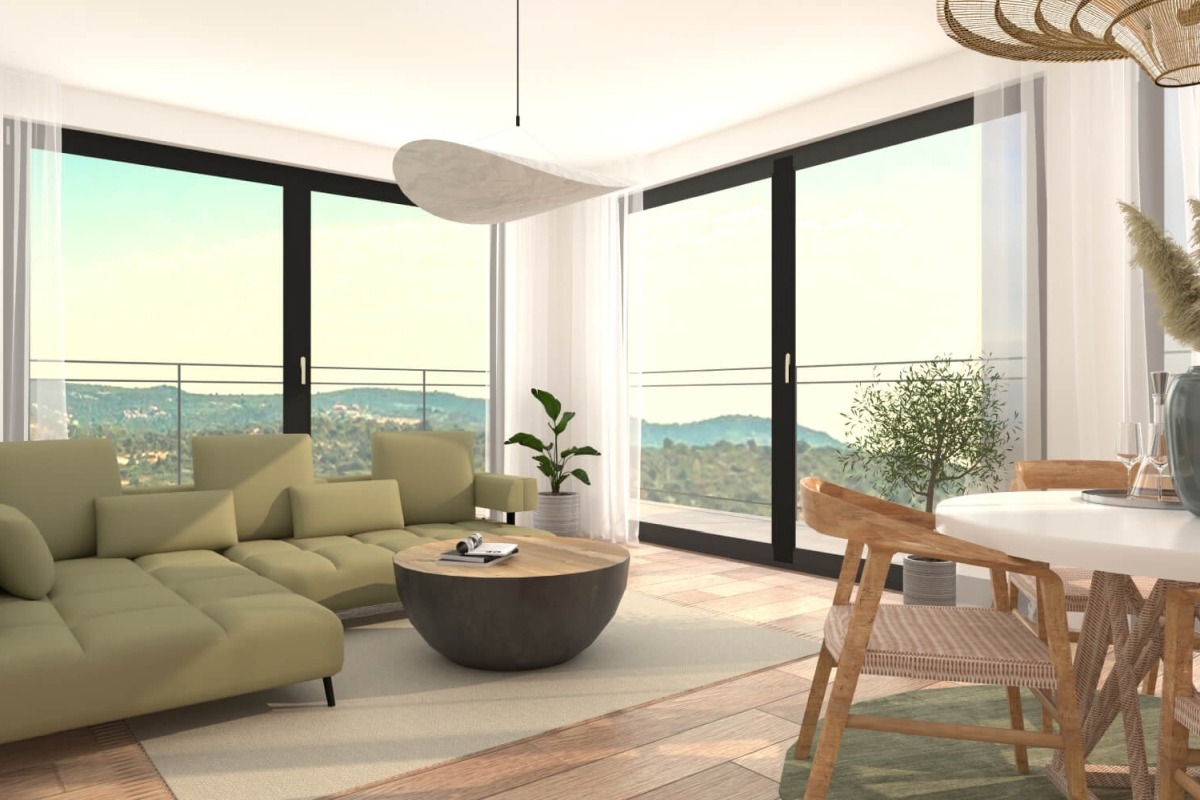 Appartamento con una camera da letto in un edificio di nuova costruzione con vista mare