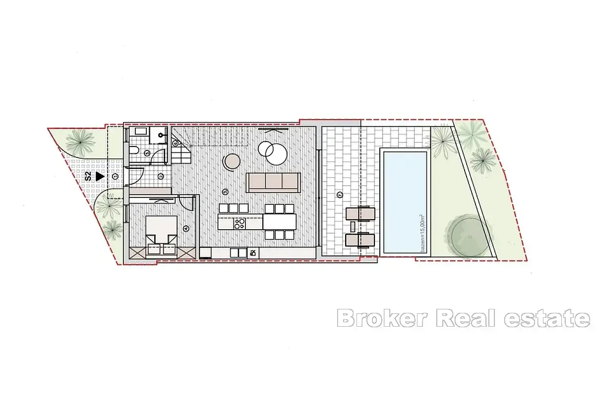 Casa di nuova costruzione in fila con vista aperta sul mare