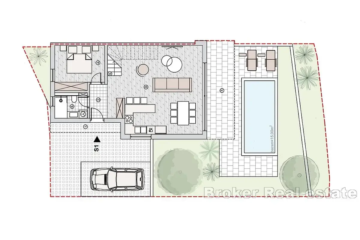 Casa di nuova costruzione in fila con vista aperta sul mare