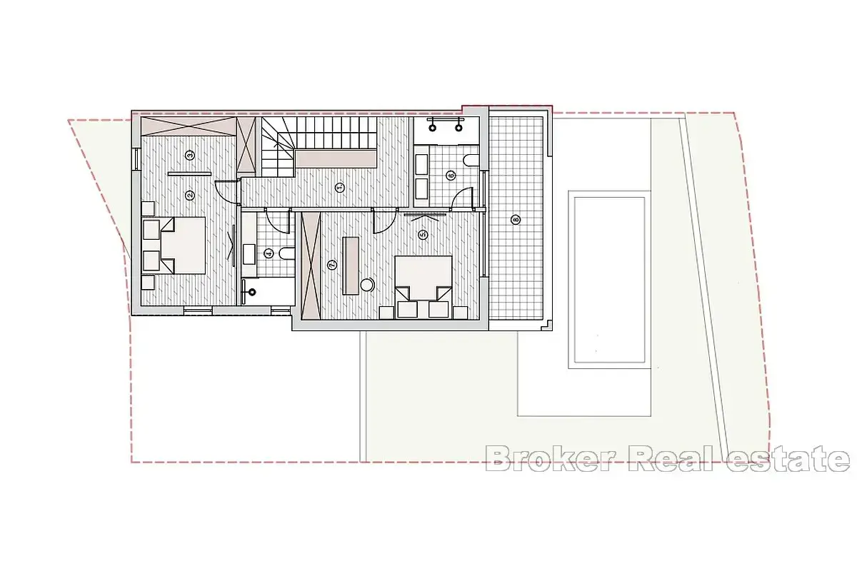 Casa di nuova costruzione in fila con vista aperta sul mare