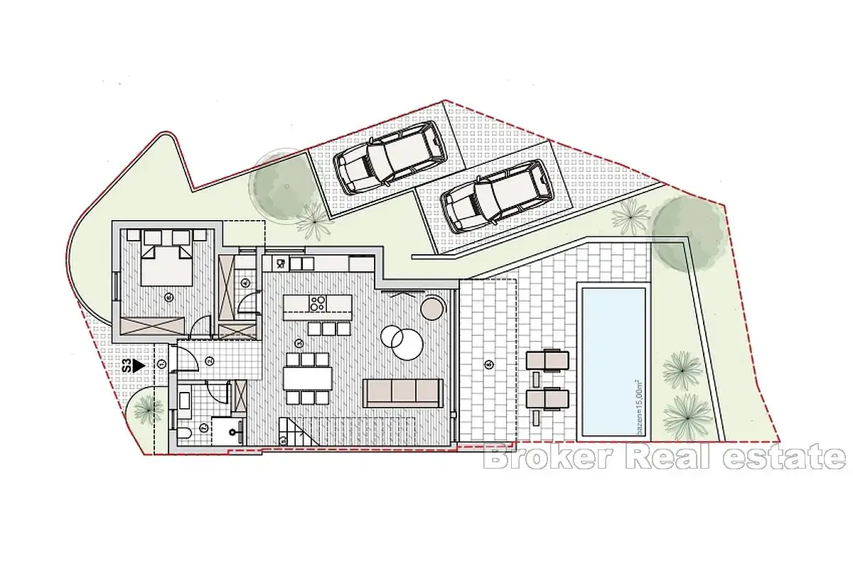 Casa di nuova costruzione in fila con vista aperta sul mare