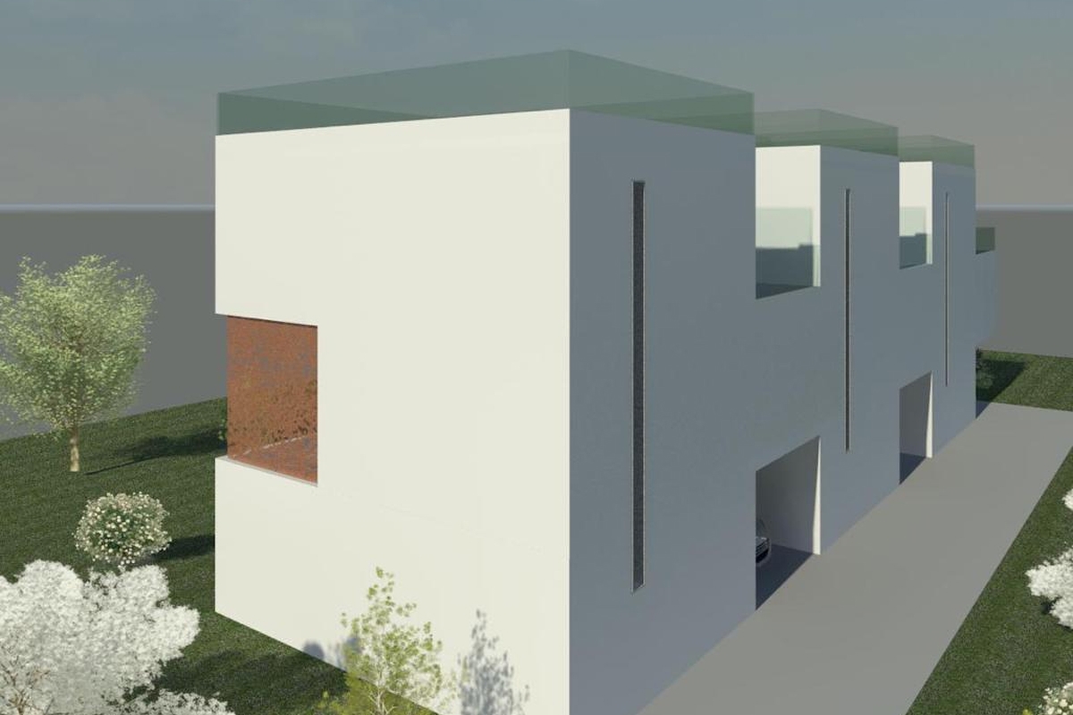 Moderna villa a schiera con vista mare