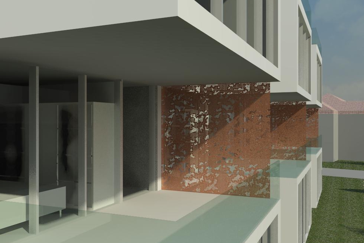 Moderna villa a schiera con vista mare