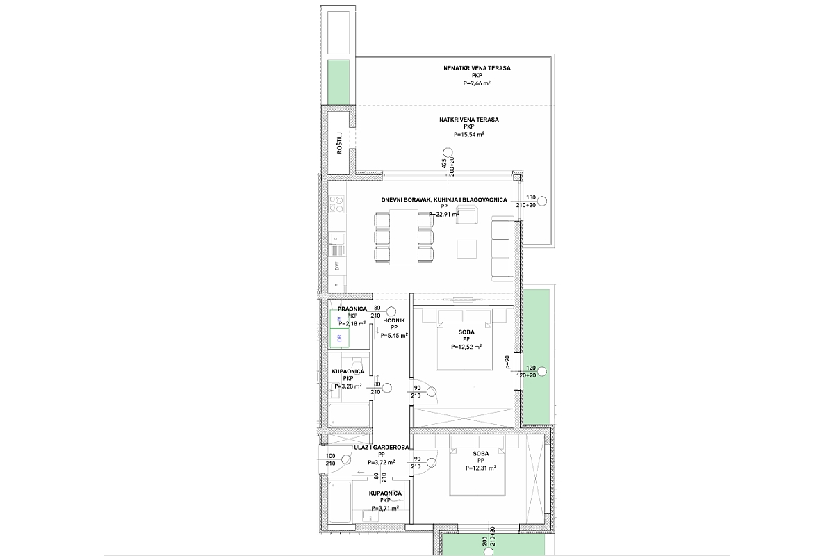 Appartamento con due camere da letto con vista mare