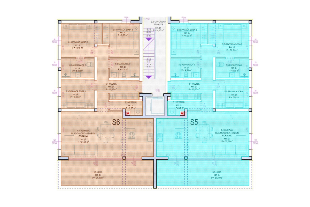 Appartamenti con tre camere da letto in un edificio di nuova costruzione con vista mare