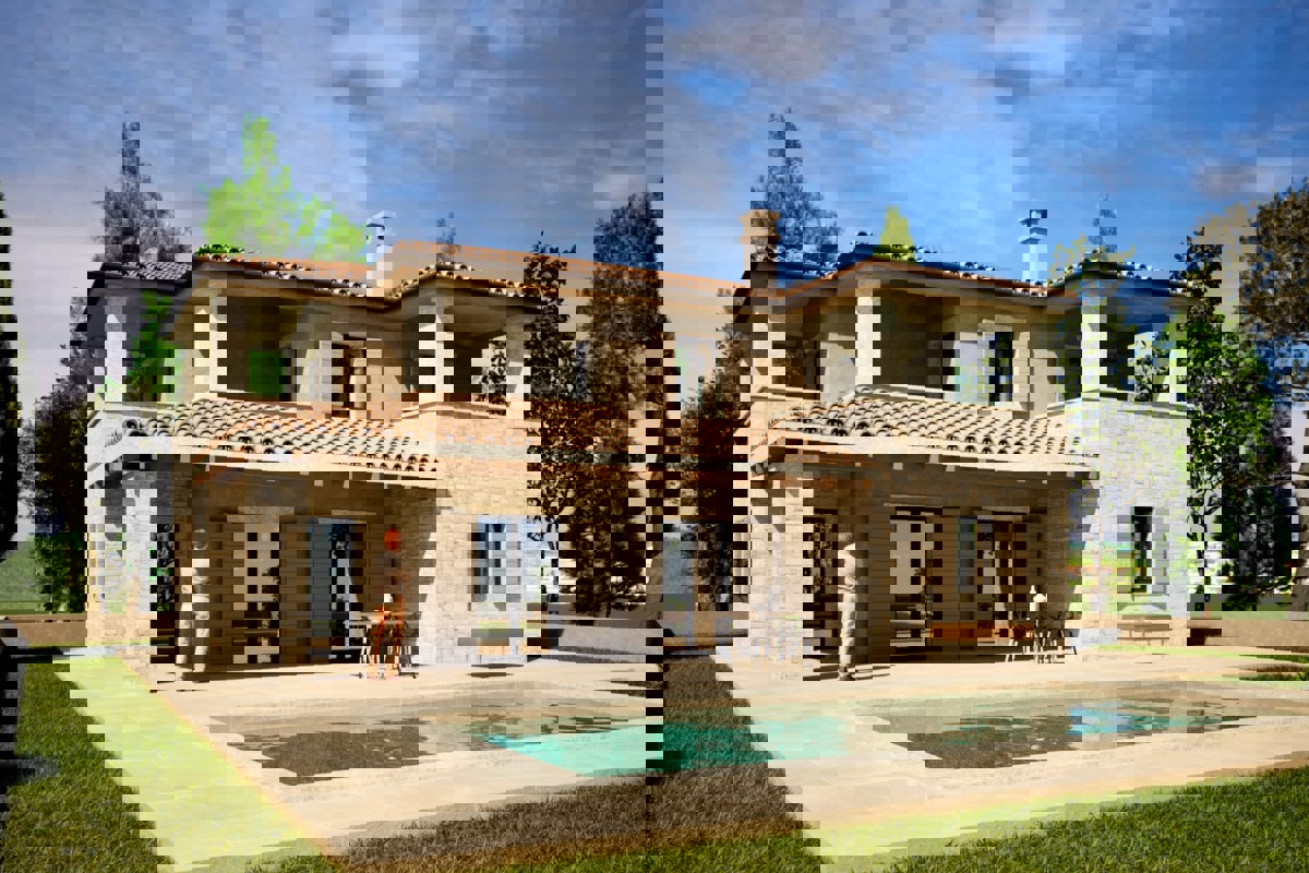 Casa in pietra d'Istria con piscina e vista mare