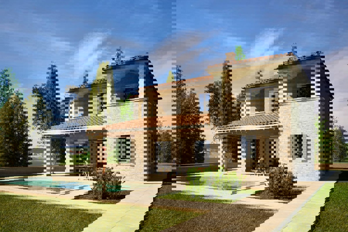 Casa in pietra d'Istria con piscina e vista mare