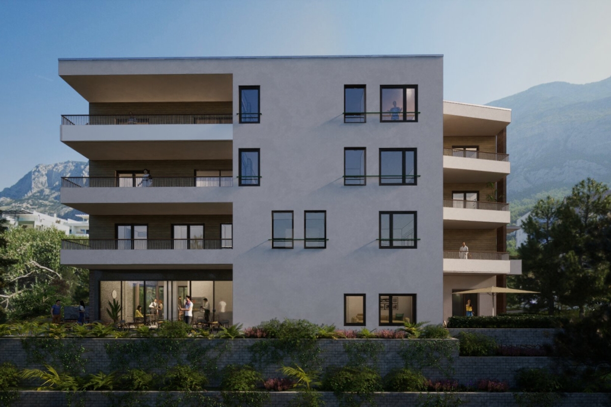 Appartamento con tre camere da letto in un nuovo edificio con terrazza e vista mare