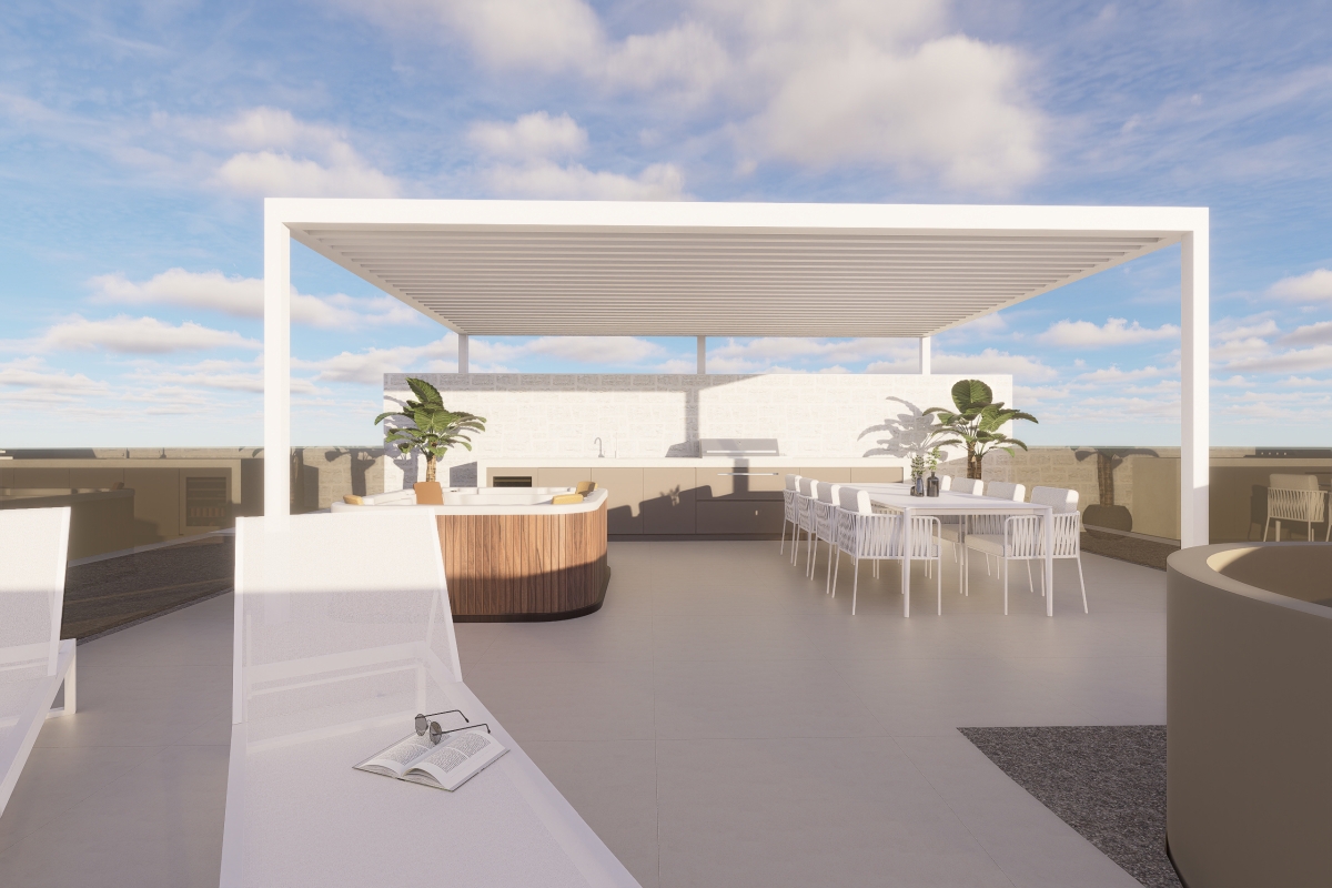 Moderna palazzina con vista mare