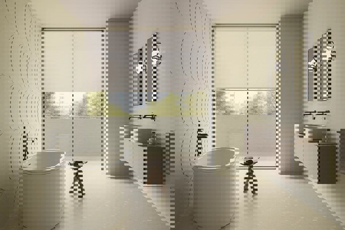 Attico moderno con due camere da letto e terrazza sul tetto in un edificio di nuova costruzione