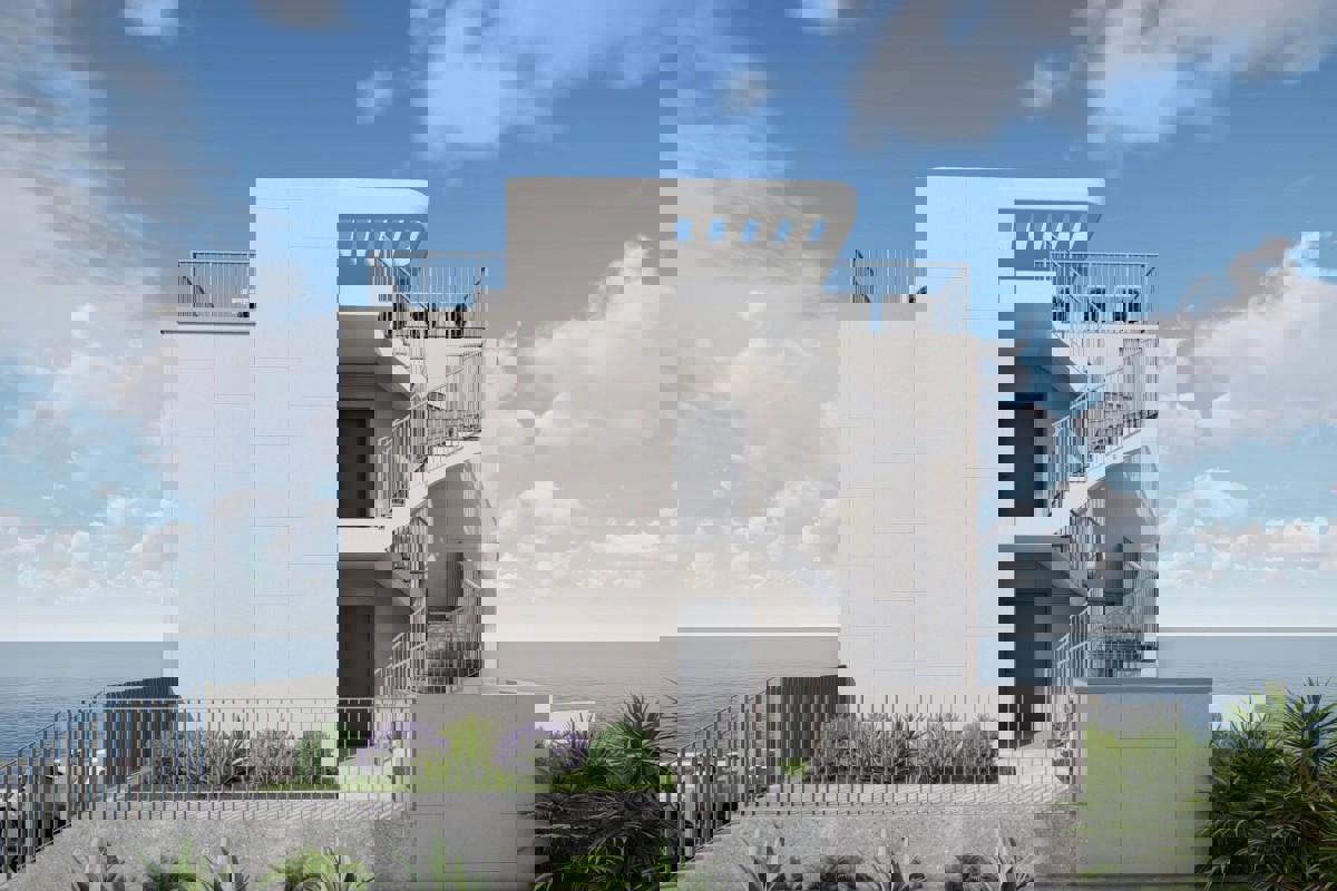 Attico moderno con due camere da letto e terrazza sul tetto in un edificio di nuova costruzione