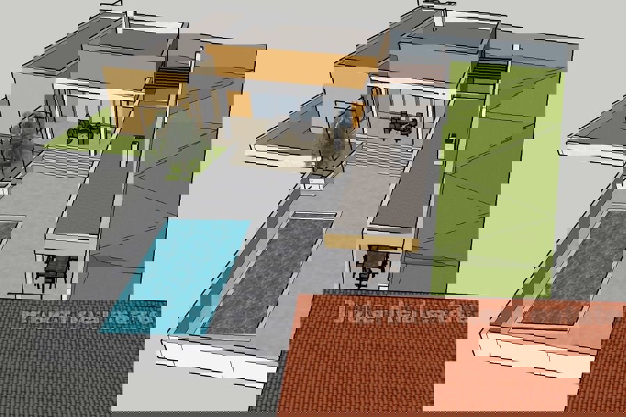 Casa a un piano di nuova costruzione con piscina