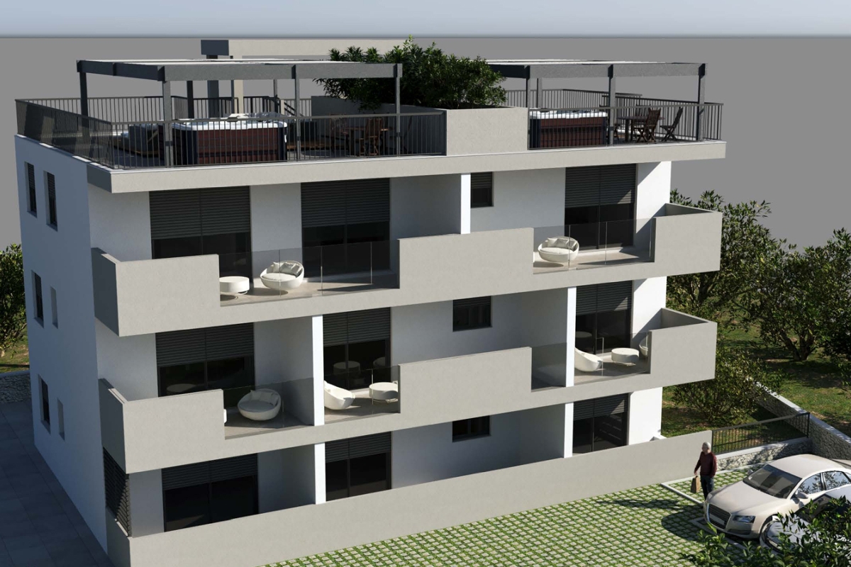 Attico con due camere da letto, terrazza sul tetto e vista mare