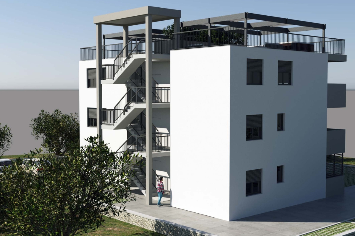 Attico con due camere da letto, terrazza sul tetto e vista mare