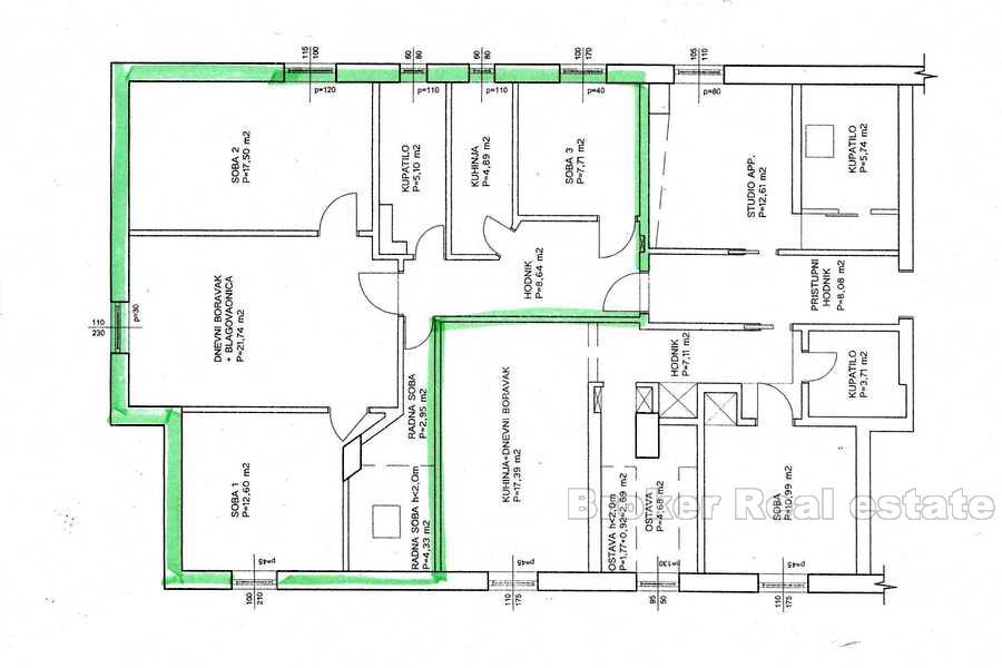 Appartamento trilocale in centro, in vendita