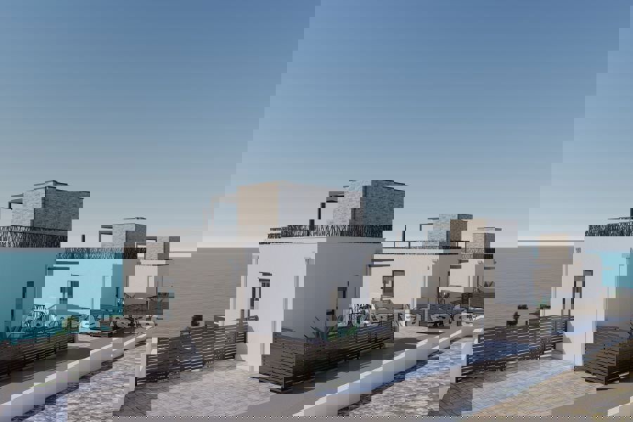 Villa con piscina e vista mare