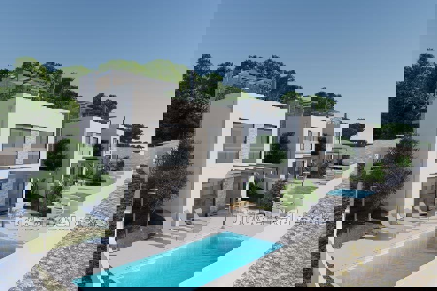 Villa con piscina e vista mare