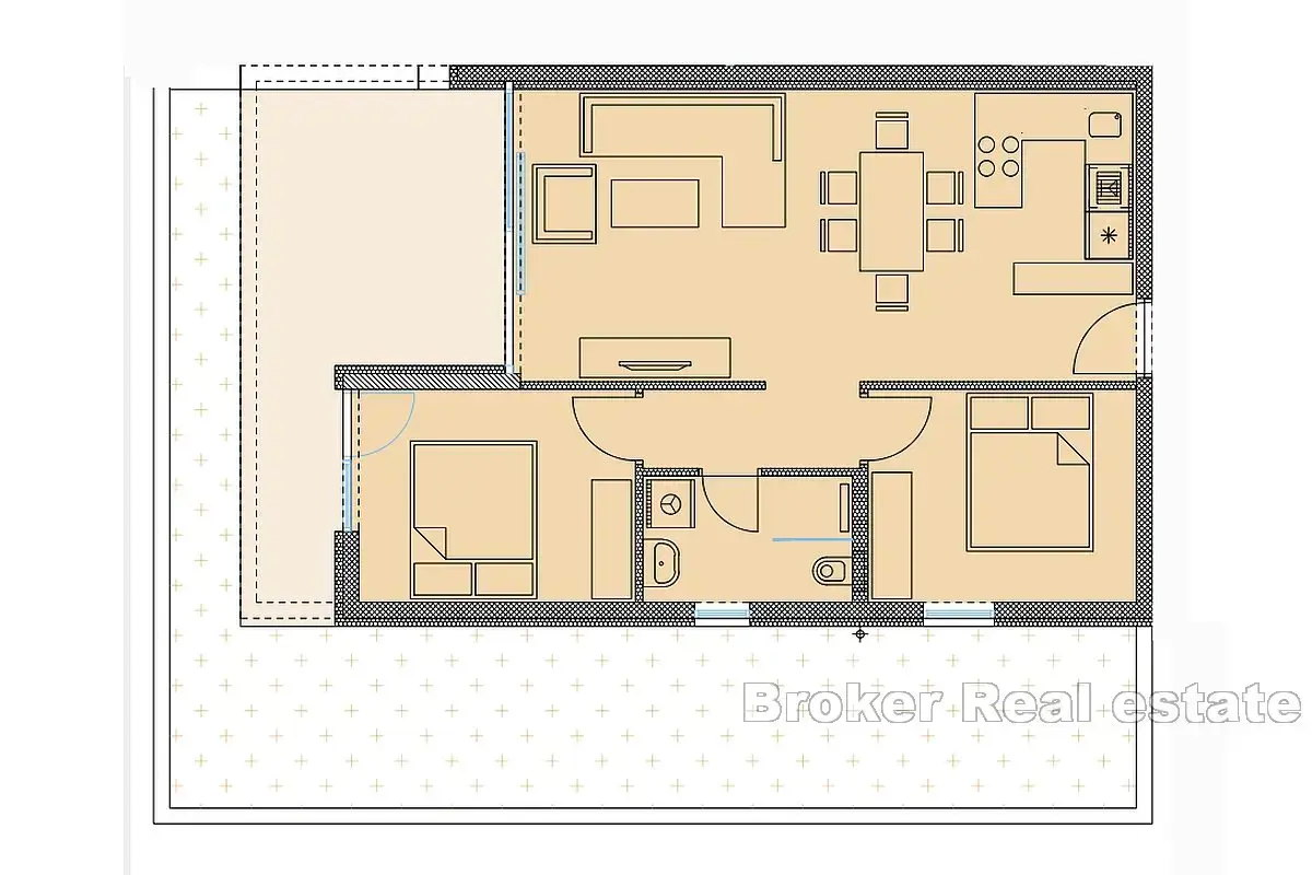 Moderno appartamento con due camere da letto con giardino e vista mare