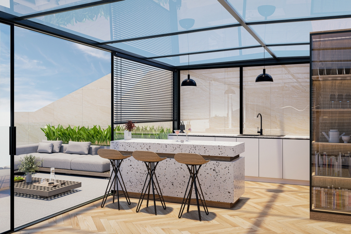 Ampio attico con due camere da letto in prima fila sul mare