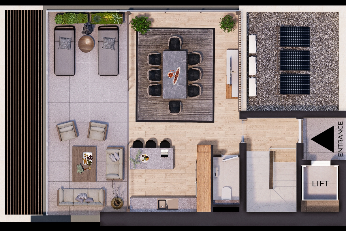 Ampio attico con due camere da letto in prima fila sul mare