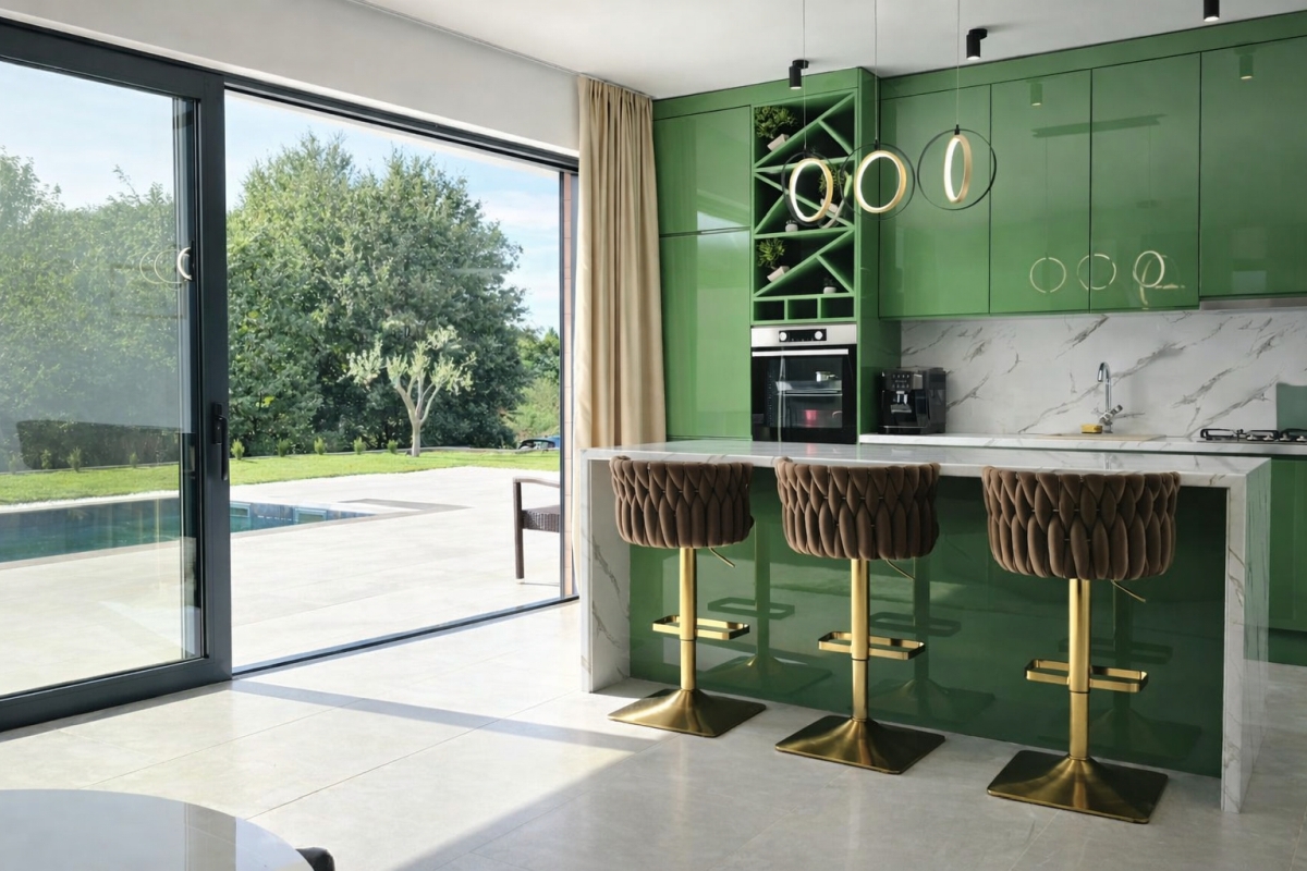 Villa moderna con due unità abitative, piscina e accesso chiuso