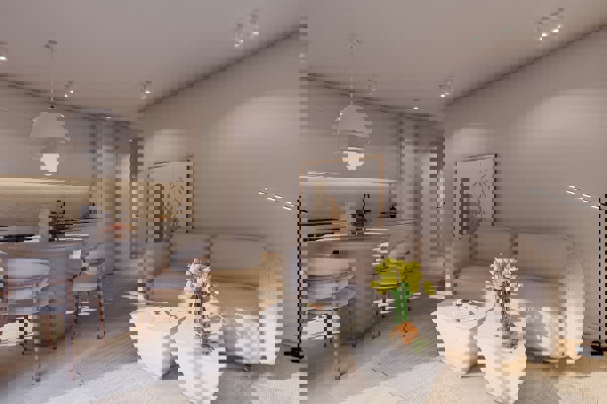 Moderno appartamento con tre camere da letto in un edificio di nuova costruzione con vista mare