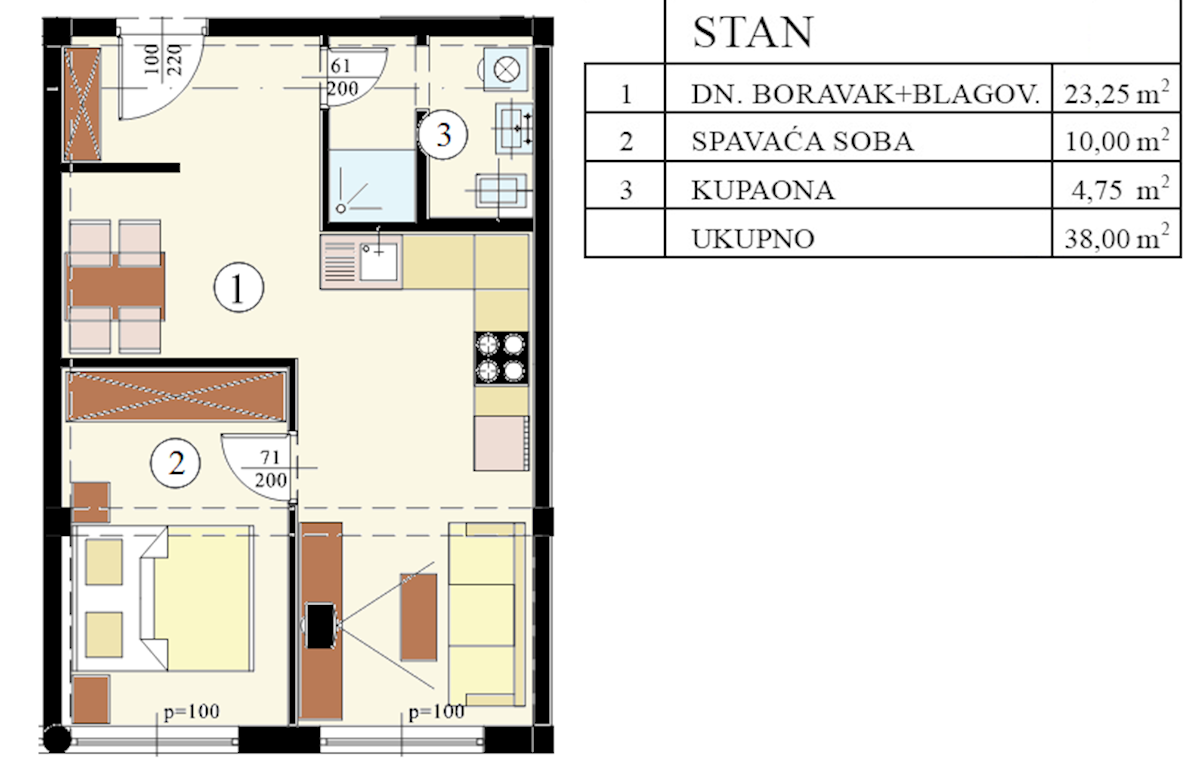 Parenzo, appartamento al piano terra 38 m² - 700 m dal mare, 1 km dal centro, arredato e pronto per essere abitato, con parcheggio recintato