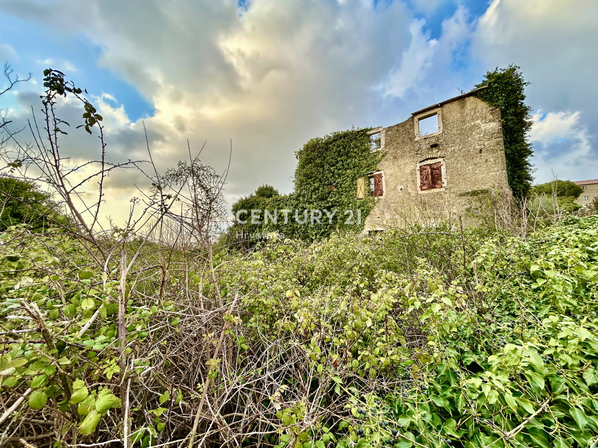 GROŽNJAN, DINTORNI, CASA IN PIETRA CON VISTA PANORAMICA DA RISTRUTTURARE