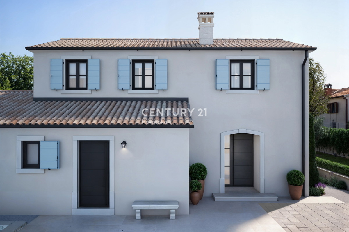 POREČ, 15 KM, TERRENO EDIFICABILE CON PROGETTO PER UNA SPLENDIDA CASA MEDITERRANEA