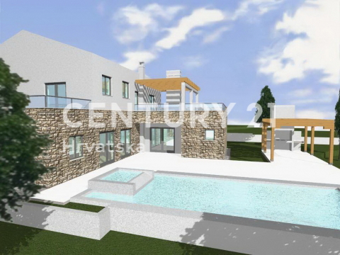 VIŠNJAN, VENDITA TERRENO EDIFICABILE CON PERMESSO DI COSTRUIRE E VISTA