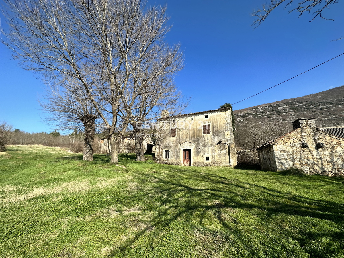 KRŠAN, TRE CASE IN PIETRA CON AMPIO TERRENO EDIFICABILE, VISTA APERTA SULLA NATURA