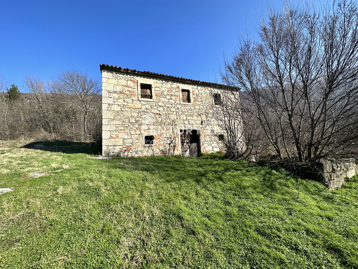 KRŠAN, TRE CASE IN PIETRA CON AMPIO TERRENO EDIFICABILE, VISTA APERTA SULLA NATURA