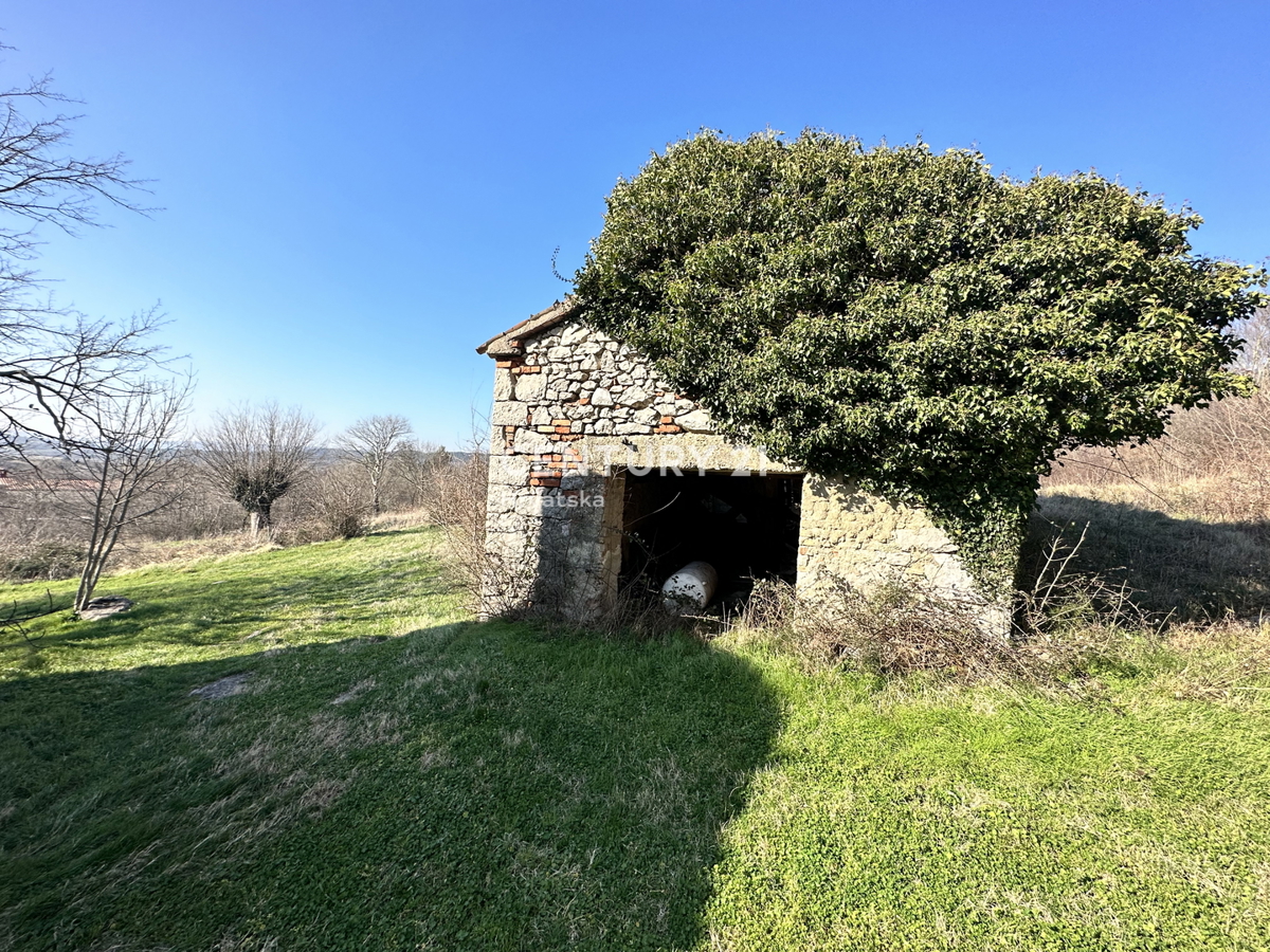 KRŠAN, TRE CASE IN PIETRA CON AMPIO TERRENO EDIFICABILE, VISTA APERTA SULLA NATURA