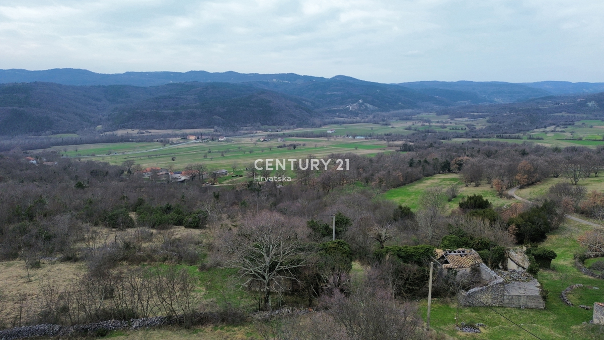 ISTRA, BOLJUN, RUDERE IN PIETRA CON AMPIO TERRENO E VISTA APERTA SULLA NATURA