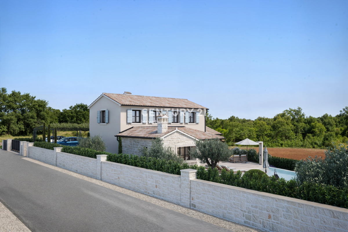 POREČ, 15 KM, TERRENO EDIFICABILE CON PERMESSO PER UNA SPLENDIDA VILLA MEDITERRANEA