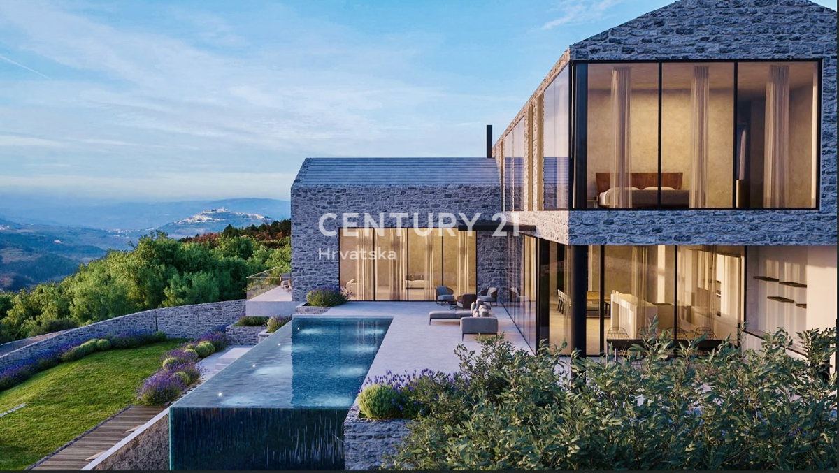 MOTOVUN, DINTORNI, TERRENO EDIFICABILE CON VISTA PANORAMICA