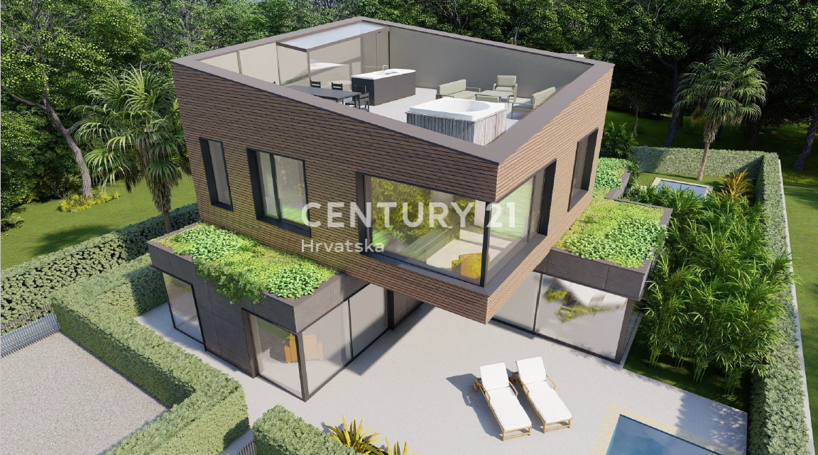 POREČ. IN VENDITA NUOVA DOPPIA VILLA MODERNA CON PISCINA A SOLI 1500 M DAL CENTRO CITTÀ