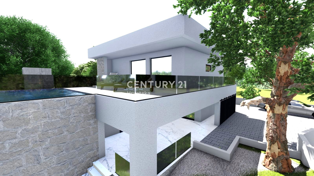 Primošten - villa con piscina e vista sulla città e sul mare