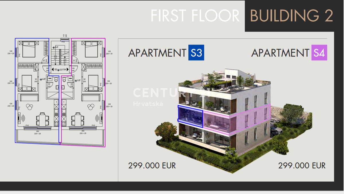 SVETI FILIP I JAKOV, APPARTAMENTO 2,5 LOCALI, 1° PIANO 66m2, 300 m dal mare
