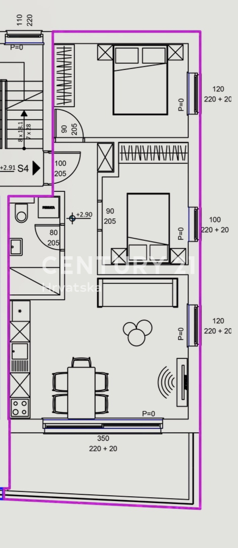 SVETI FILIP I JAKOV, APPARTAMENTO 2,5 LOCALI, 1° PIANO 66m2, 300 m dal mare