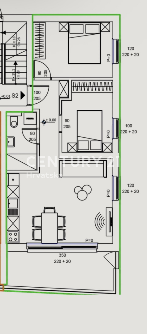 SVETI FILIP JAKOV, APPARTAMENTO 2,5 LOCALI 70,68 m2, PIANO TERRA, CORTILE PRIVATO