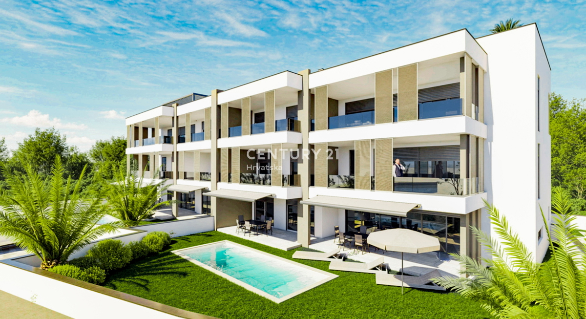 Zaton, 1 fila dal mare, nuova costruzione di lusso, A2-1 piano, 91,51 m2