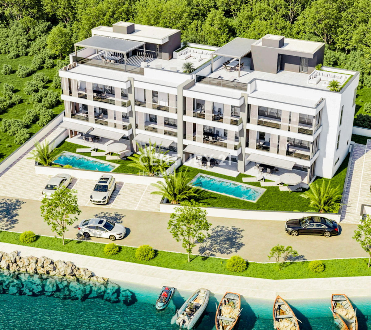 Zaton, 1 fila dal mare, nuova costruzione di lusso, A2-1 piano, 91,51 m2