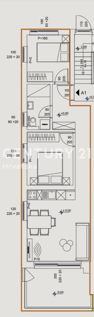 SVETI FILIP JAKOV, APPARTAMENTO 2,5 LOCALI 68,35 M2 PIANO TERRA, GIARDINO PRIVATO