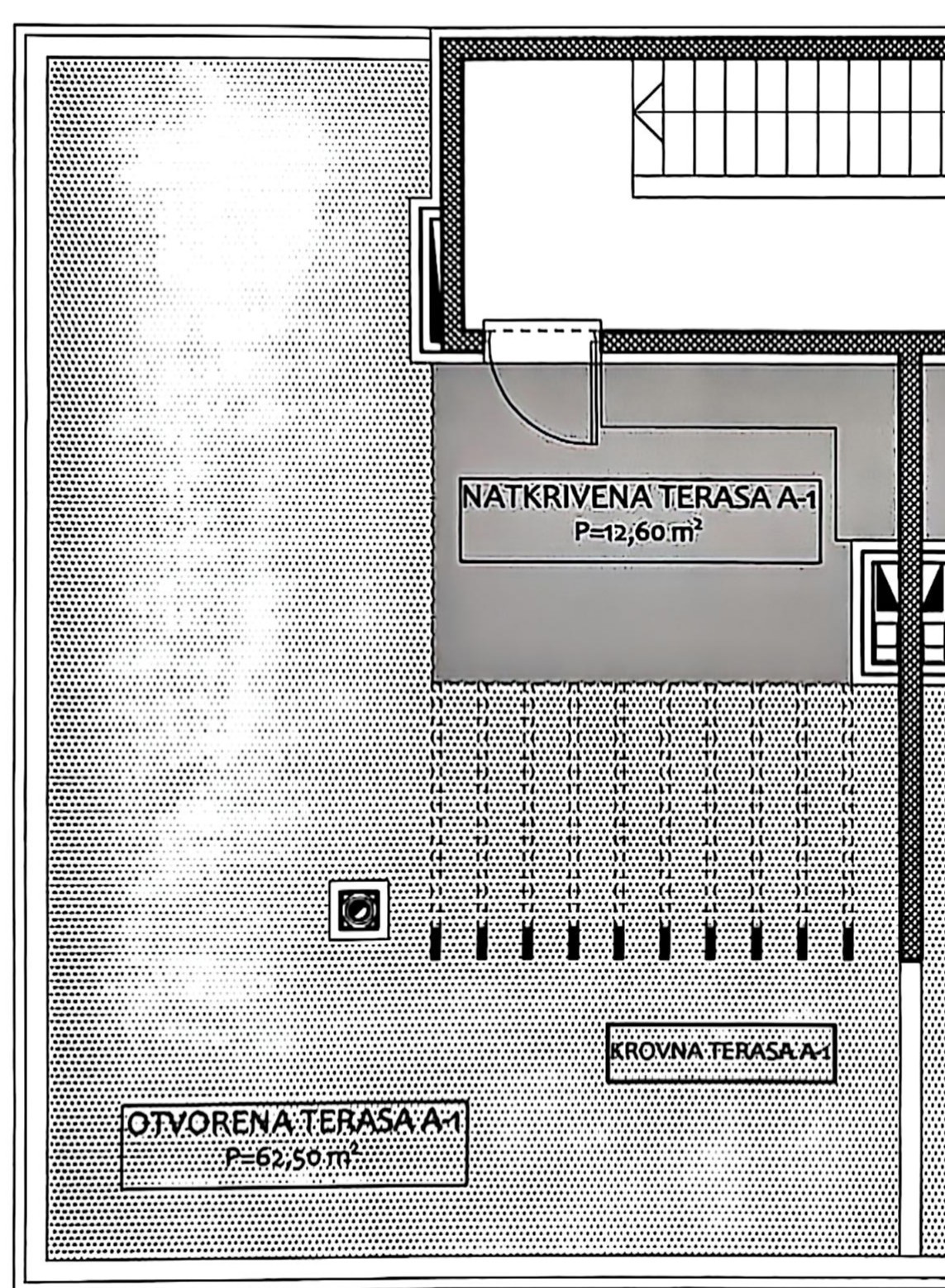 Pakoštane, appartamento di due camere e mezzo con loggia coperta e terrazza sul tetto con splendida vista sul mare e sulle isole